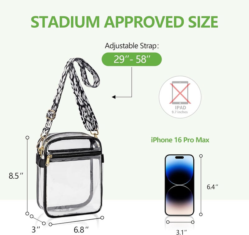 MAYTREE Clear Purse Stadium Approved with Adjustable Strap, 8.5”x6.8”x3” Clear Bag for Stadium Events, Concerts, Work - Image 2